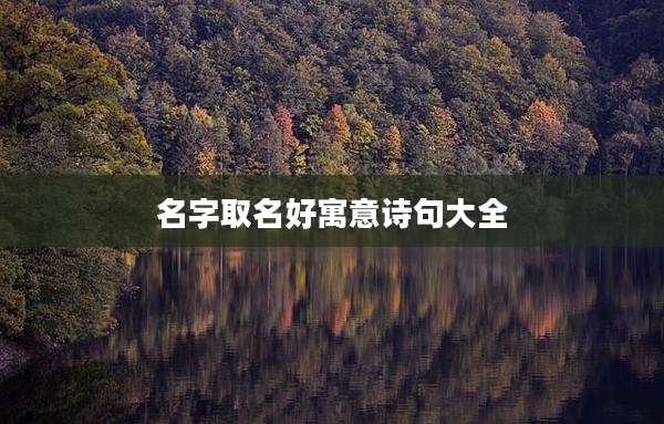 名字取名好寓意诗句大全