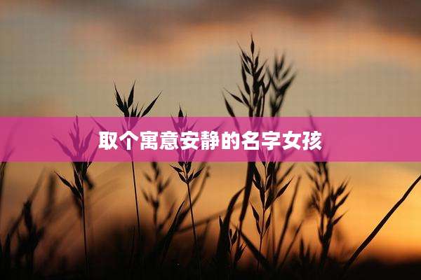 取个寓意安静的名字女孩