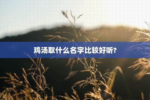 鸡汤取什么名字比较好听?