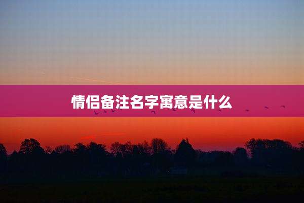 情侣备注名字寓意是什么