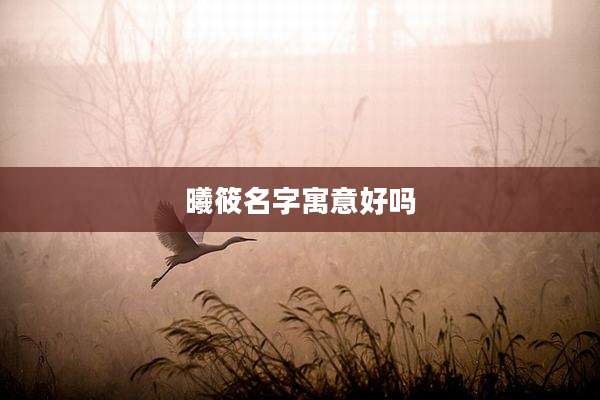 曦筱名字寓意好吗