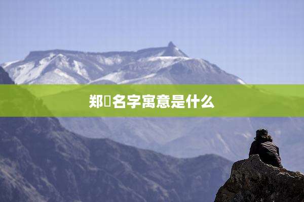 郑锜名字寓意是什么