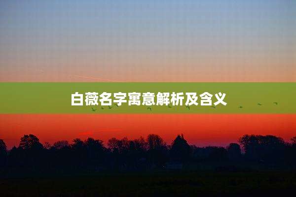 白薇名字寓意解析及含义