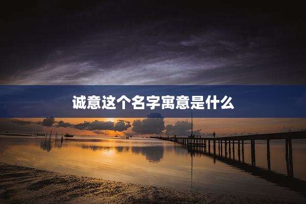 诚意这个名字寓意是什么