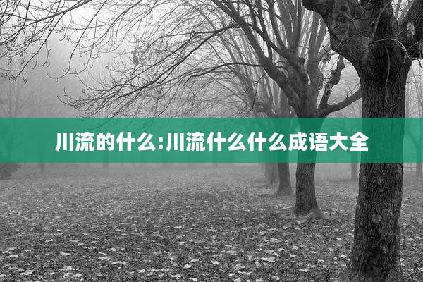 川流的什么:川流什么什么成语大全