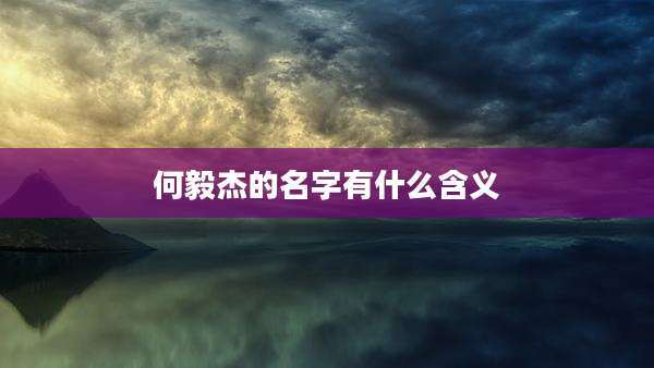 何毅杰的名字有什么含义