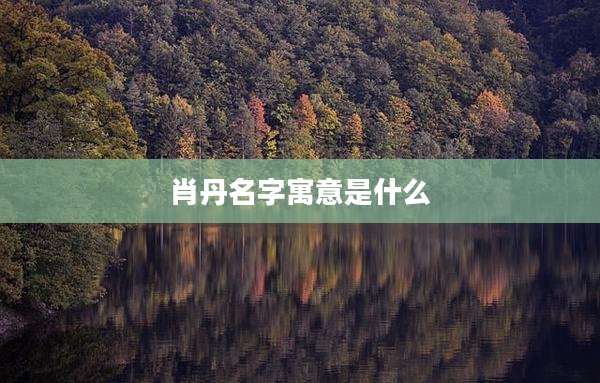 肖丹名字寓意是什么