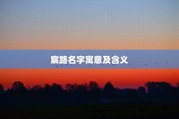 宸路名字寓意及含义