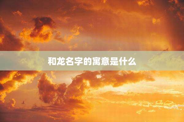 和龙名字的寓意是什么