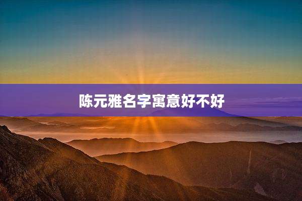 陈元雅名字寓意好不好