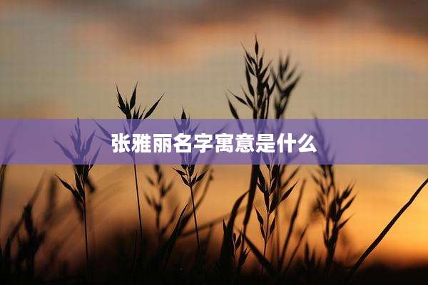 张雅丽名字寓意是什么