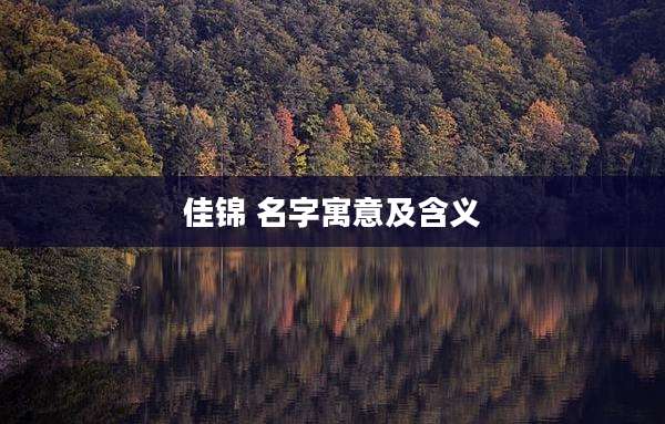 佳锦 名字寓意及含义