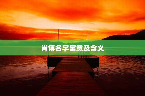 肖博名字寓意及含义