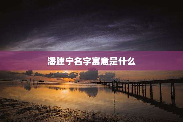 潘建宁名字寓意是什么