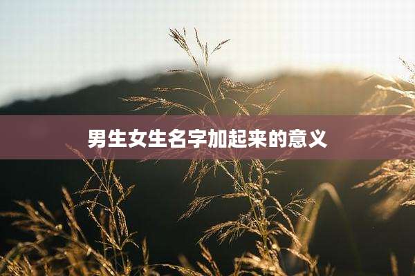 男生女生名字加起来的意义