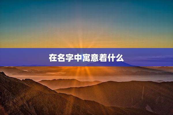在名字中寓意着什么