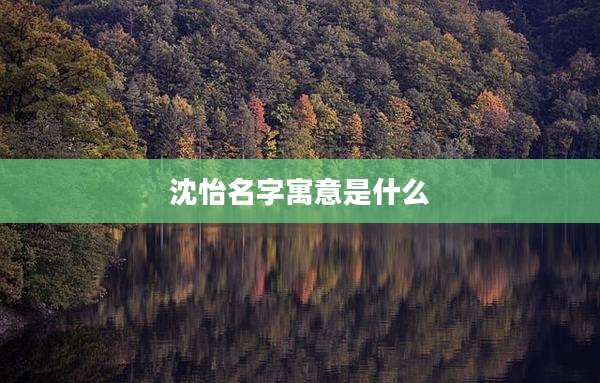 沈怡名字寓意是什么