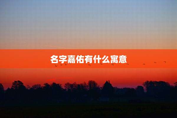 名字嘉佑有什么寓意
