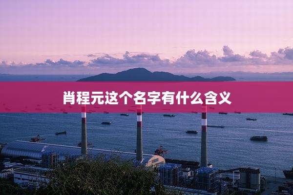 肖程元这个名字有什么含义