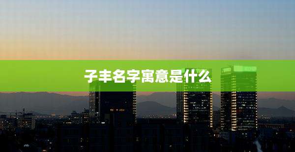 子丰名字寓意是什么