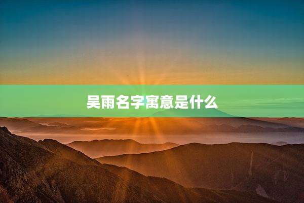 吴雨名字寓意是什么