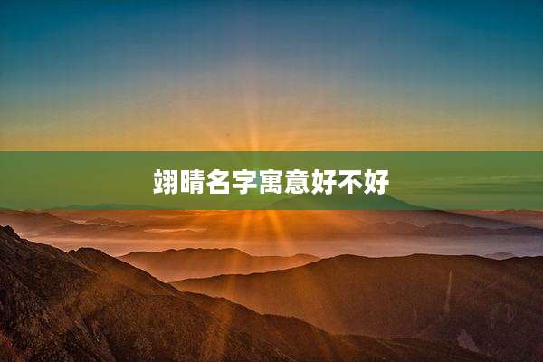 翊晴名字寓意好不好