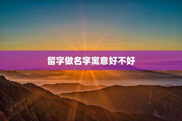 留字做名字寓意好不好