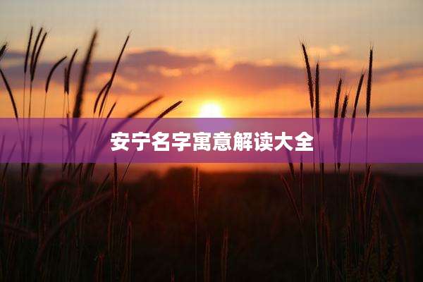 安宁名字寓意解读大全