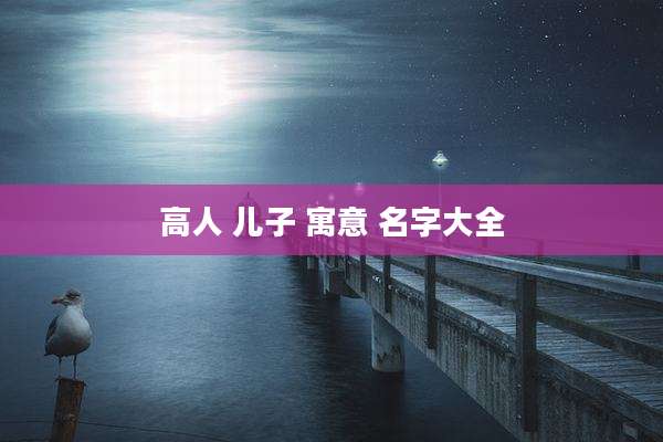 高人 儿子 寓意 名字大全
