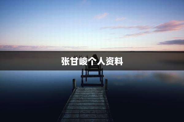 张甘峻个人资料