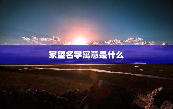 家望名字寓意是什么