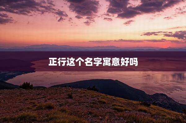 正行这个名字寓意好吗