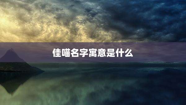 佳喵名字寓意是什么