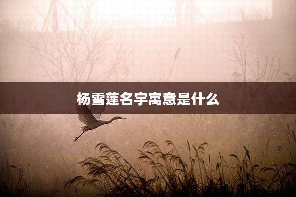 杨雪莲名字寓意是什么