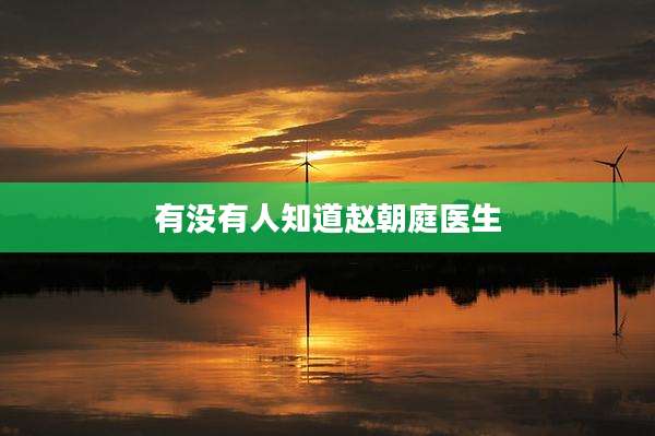 有没有人知道赵朝庭医生