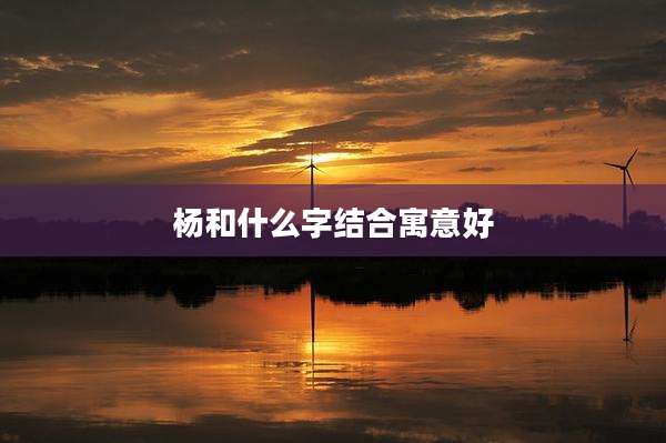 杨和什么字结合寓意好