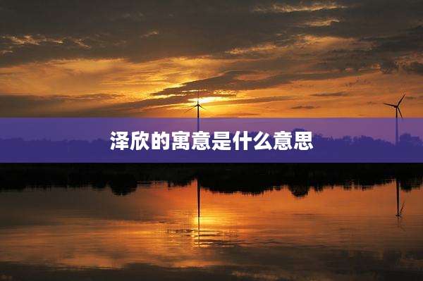 泽欣的寓意是什么意思