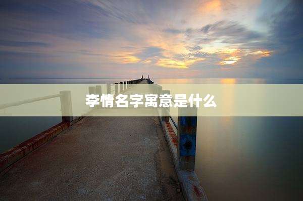 李情名字寓意是什么