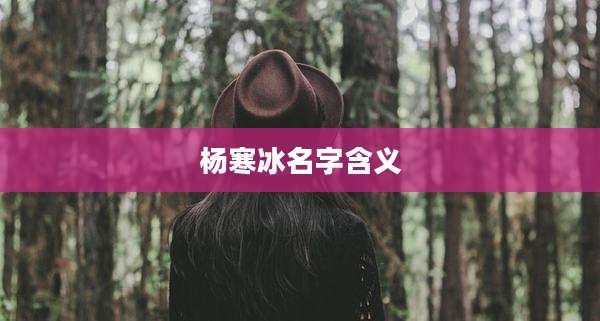 杨寒冰名字含义