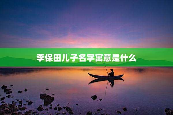 李保田儿子名字寓意是什么