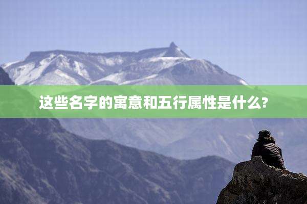 这些名字的寓意和五行属性是什么?