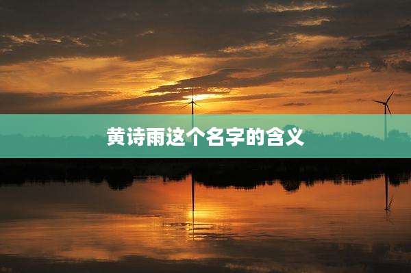 黄诗雨这个名字的含义