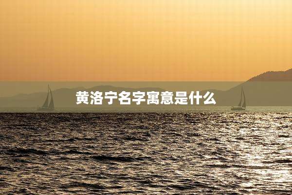 黄洛宁名字寓意是什么