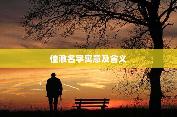 佳澈名字寓意及含义