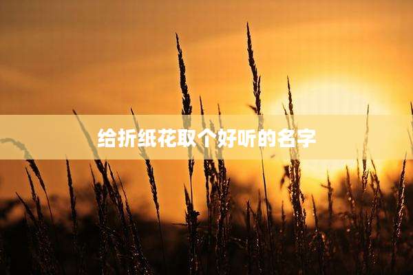 给折纸花取个好听的名字