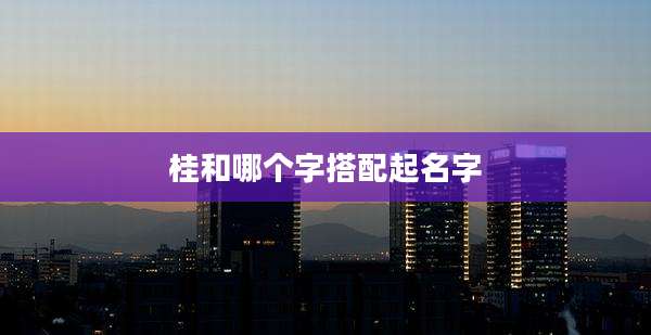 桂和哪个字搭配起名字