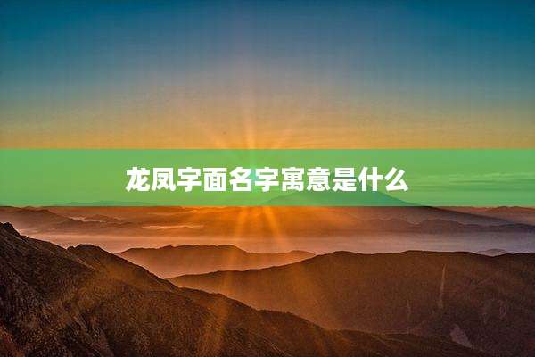 龙凤字面名字寓意是什么