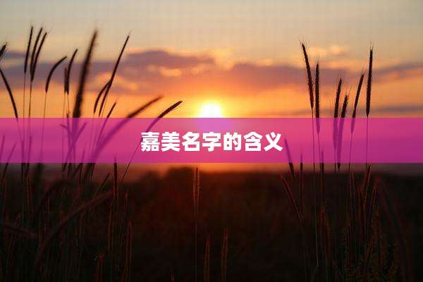 嘉美名字的含义