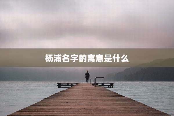 杨浦名字的寓意是什么