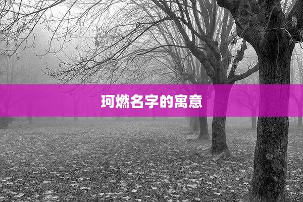 珂燃名字的寓意